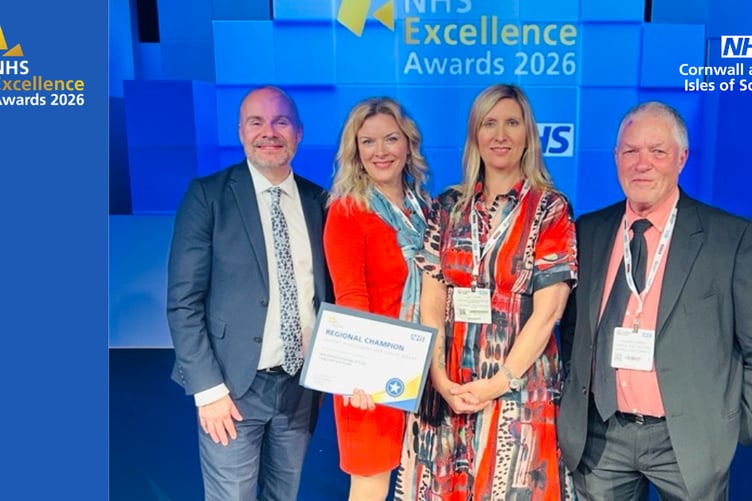 Pictured are Duncan Barton, Chief Nursing Officer for England; Jenny Walrond and Lucy Tuson, engagement and communication leads for NHS Cornwall and Isles of Scilly and Terence Spivey, Chairman of Hearing Loss Cornwall