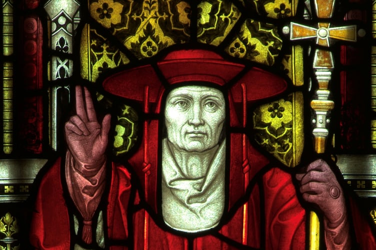 Stephen Langton - the man behind Magna Carta, immortalised in glass at Truro Cathedral