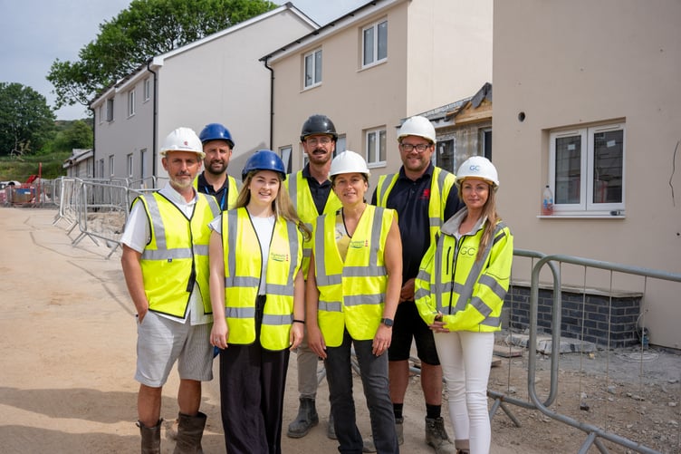 Darren Wills, Director at Classic Builders Ltd, Gary Walters, Clerk of Works at Plymouth Community Homes, Maddy Tucker, Assistant Project Manager at Plymouth Community Homes, Chris Arkins, Contracts Manager at Classic Builders Ltd, Tina Olver, Development Manager at Plymouth Community Homes, Andy Gargett, Site Manager and Victoria Thornton, Employers Agent at Gates (left-right).