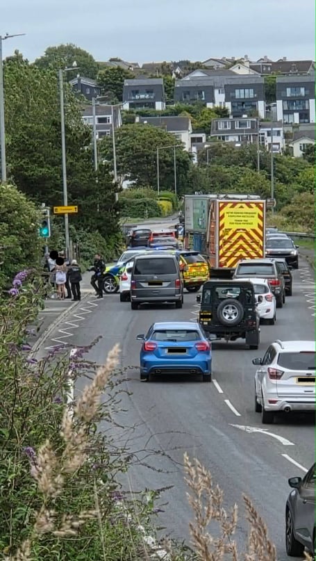 Police at the scene of the incident.