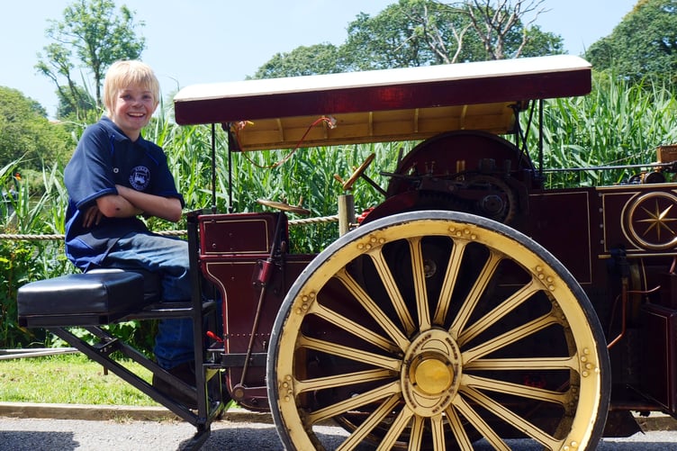Youngster on a traction engine