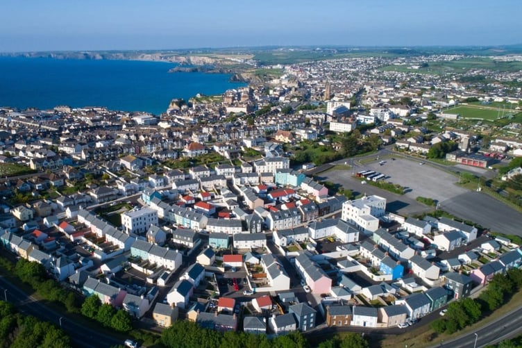 An aerial view of Tregunnel car park