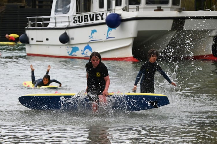 A competitor makes a run for the finishing line