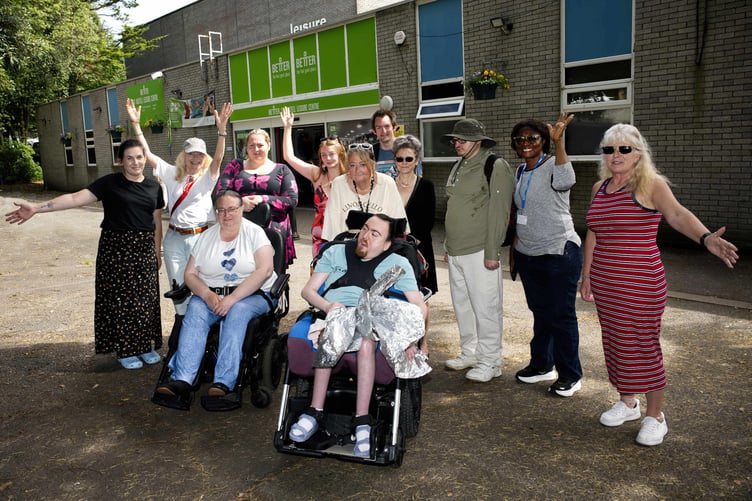 Supporters of the Friends of Community Hydrotherapy Group outside St Austell Leisure Centre.