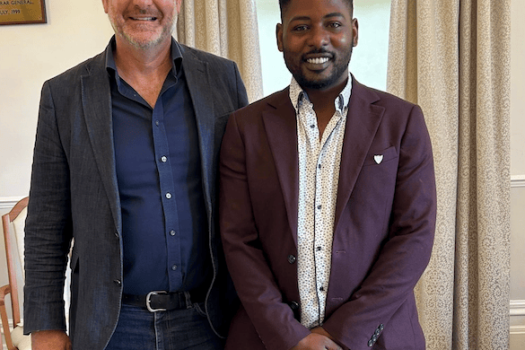 Donte Ragan pictured with Perran Moon MP, who has fought for the Redruth man to be recognised as a British citizen (Pic courtesy of Perran Moon)