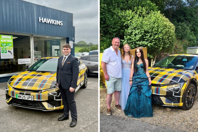 Hawkins tartan car.