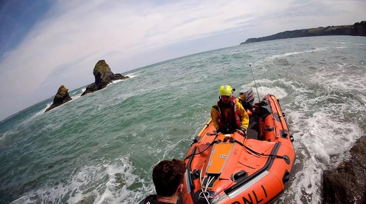 Crews from Fowey RNLI were called out to rescue a man cut off by tide on Polmear Island (Picture: Fowey RNLI)