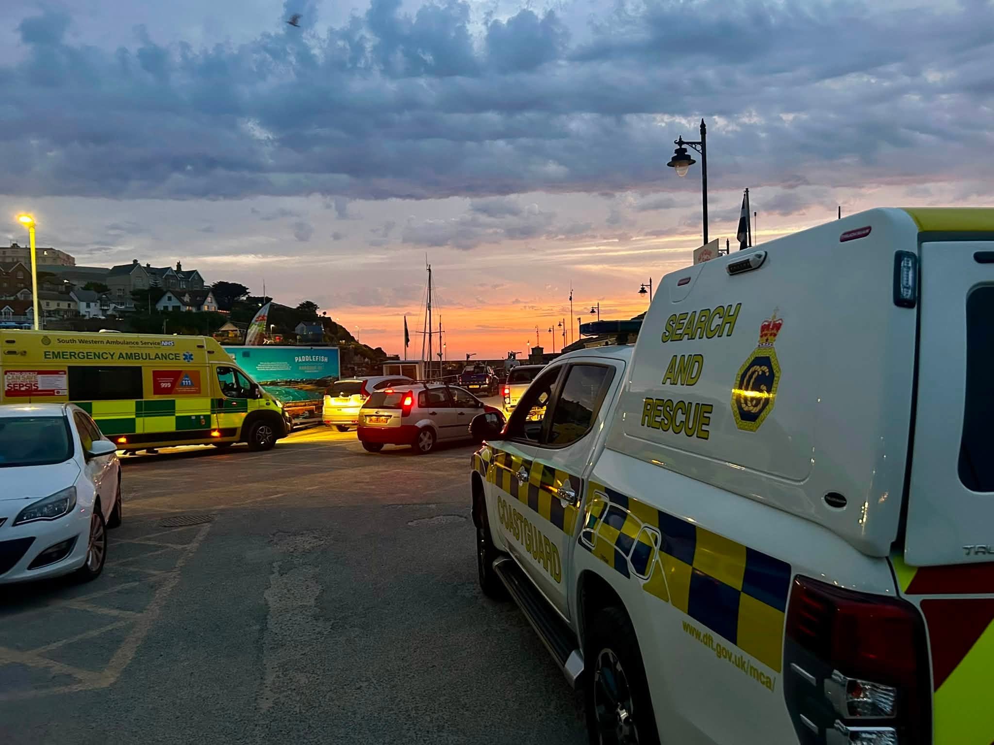 Emergency services at the scene (Picture: Newquay Coastguard Search and Rescue Team)