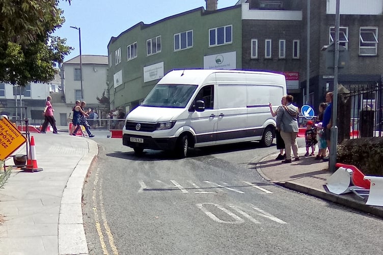 Traffic has been going down West Hill in the centre of St Austell because of the incident.