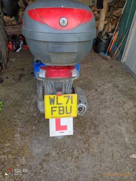 The blue Kymco Agility City scooter stolen from Penmarin car park