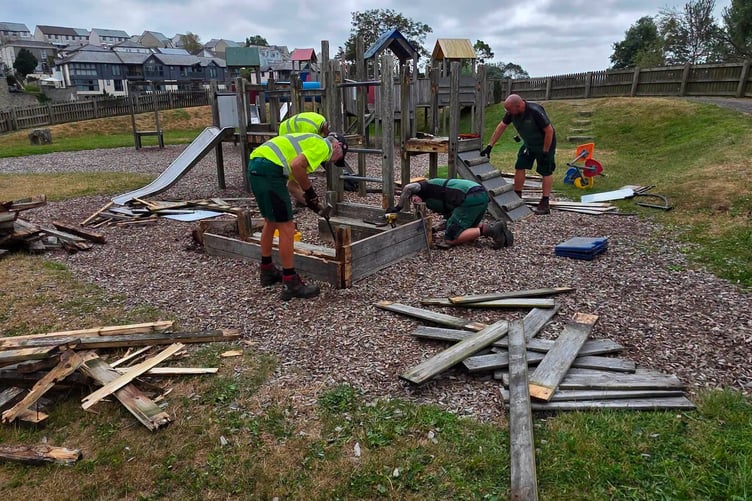 The popular play facility at Jubilee Park is being demolished (Picture: Wadebridge Town Council)