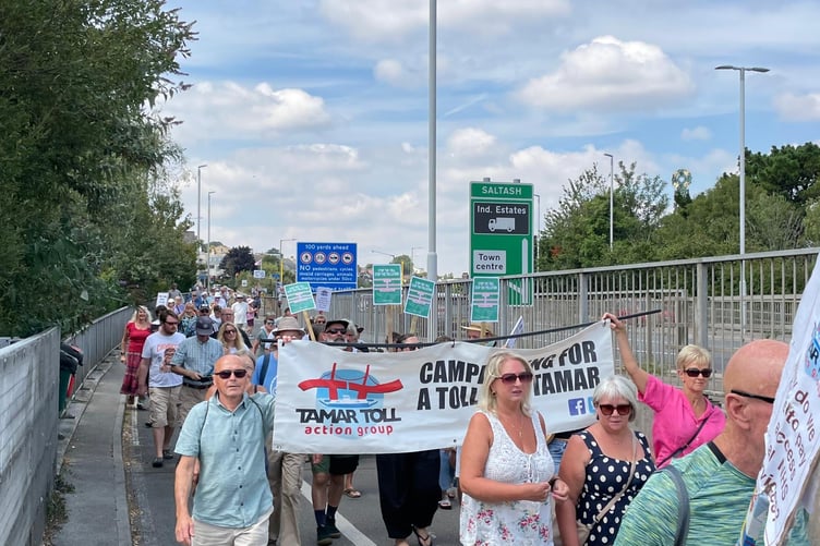 Protestors turned out in force to make their feelings known about abolishing the Tamar tolls
