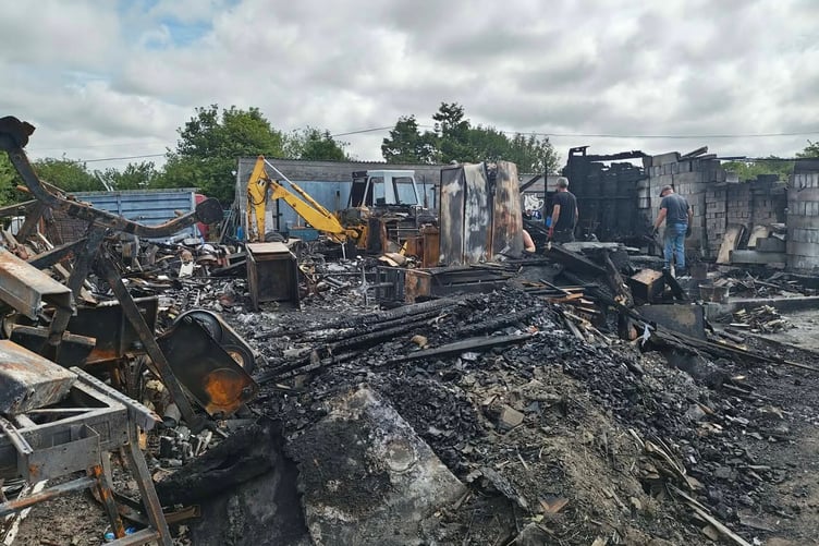 The blaze tore through ripped through the smallholding and campsite in Rejerrah