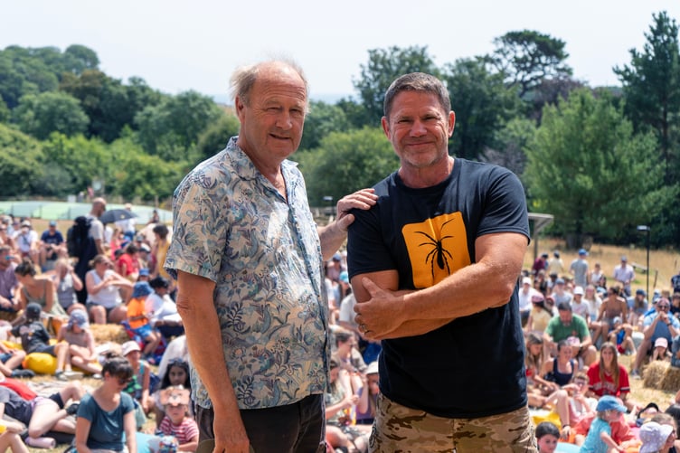 Sir Tim Smit (left) and Steve Backshall on the Wild Stage.