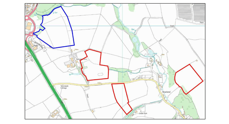 The new proposal seeks permission to move 17,330 cubic metres of topsoil and 6,170 cubic metres of subsoil from the housing development site onto three areas of nearby agricultural land