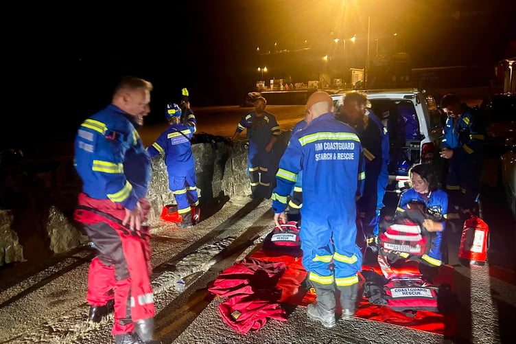 Newquay Coastguard Rescue Team at Towan in the early hours of Thursday, August 13, following reports of someone in difficulty along the coast
