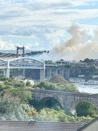 The plume of smoke could be seen throughout most of today and impacted traffic crossing the Tamar Bridge