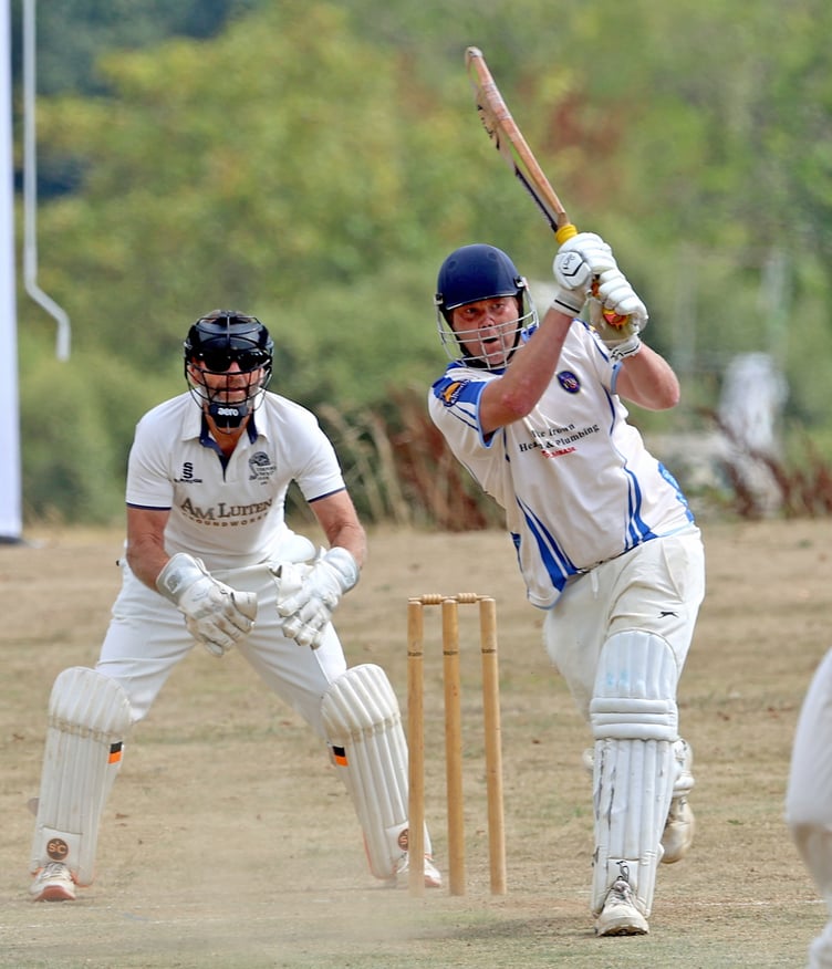 St Neot's Chris Simpson on his way to scoring a century against Tideford at the weekend (Picture: Glen Rogers)