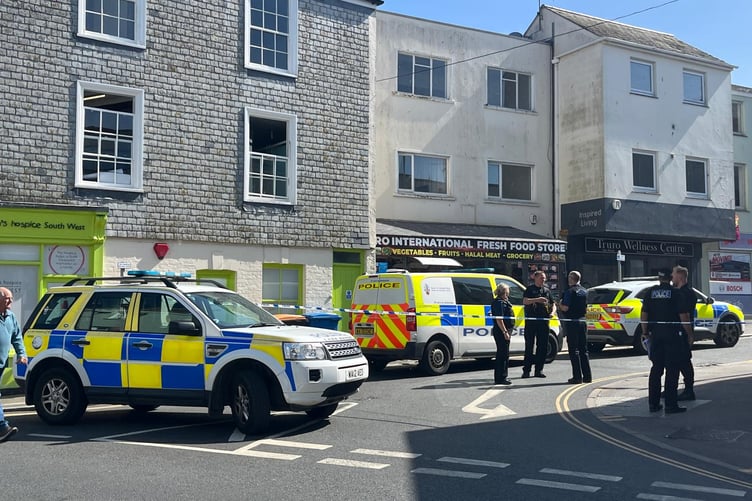 A large police presence has been seen in Truro this afternoon as three people have allegedly been injured in an 'attack'