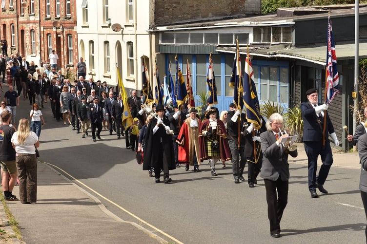 The parade makes its way through the streets of Liskeard to celebrate the 40th anniversary of the town's Royal Naval Association branch (Picture: Jon Harris Photography)