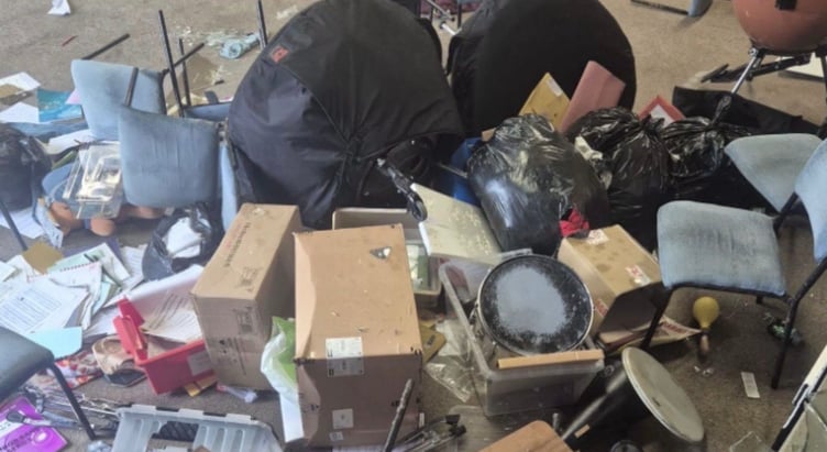 The damage caused in the bandroom included musical equipment and furniture