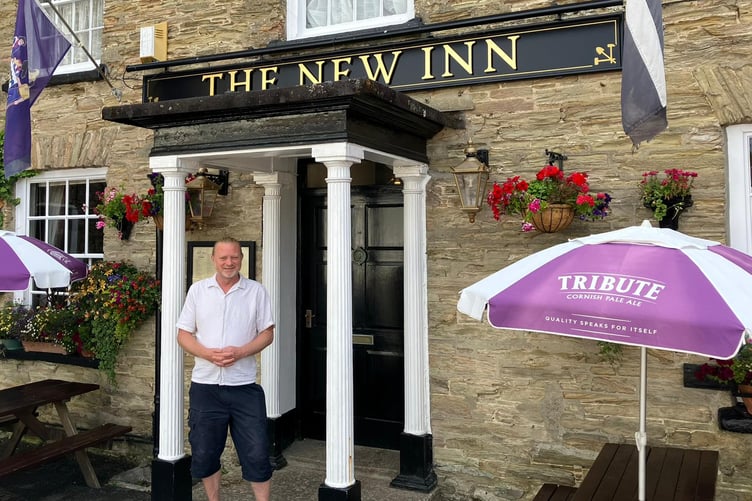 Christian Hanks outside the New Inn at Tywardreath, near Par.
