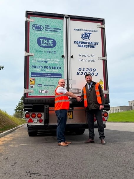 Ben Jordan and Lee Wills with Noah's Lorry Miles for Mito.