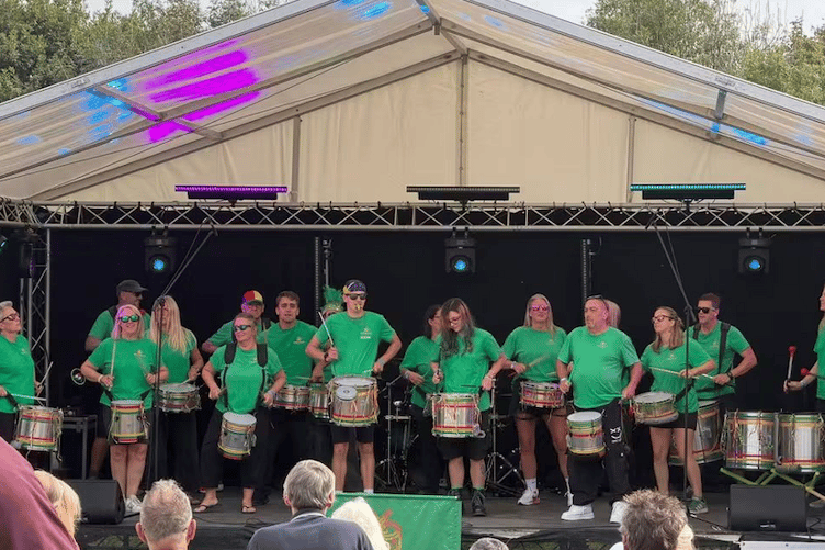 Newquay Samba Band were a colourful addition to Newquay Beer Festival line up