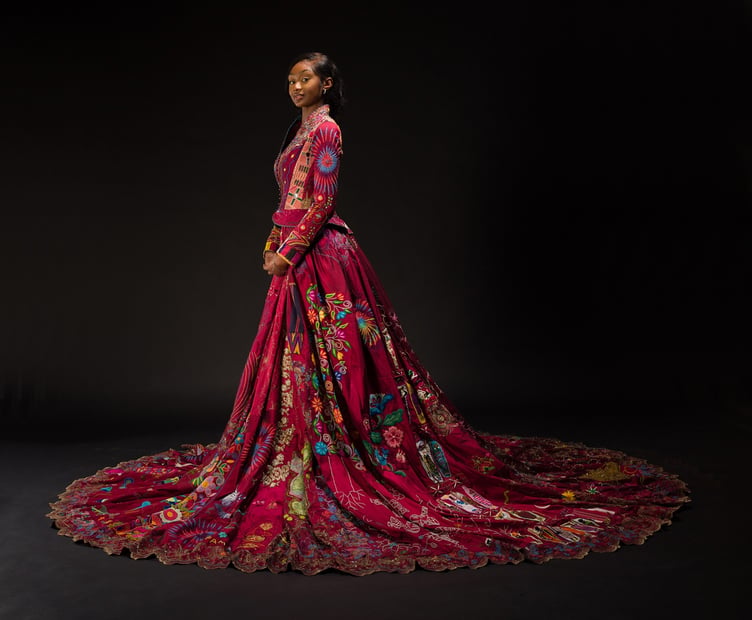 The Red Dress worn by Lekazia Turner, an embroiderer originally from Jamaica. (Picture: Mark Pickthall)