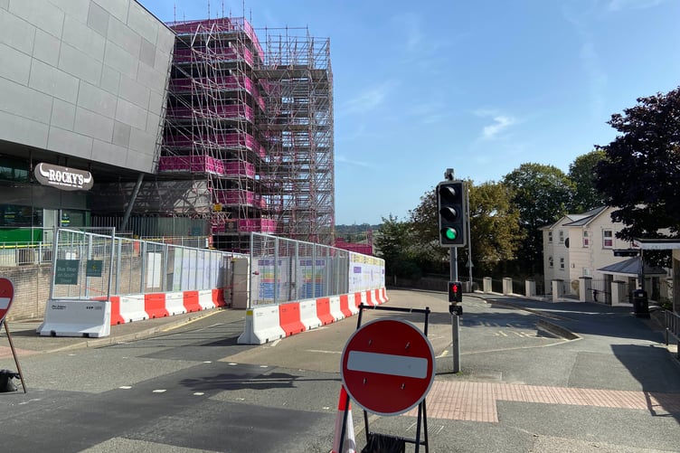 Trinity Street in St Austell has been turned one-way for the duration of the project. (Picture: Andrew Townsend)