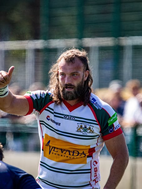Lock Morgan Eames was among the try-scorers for Plymouth Albion in their victory at Sale FC