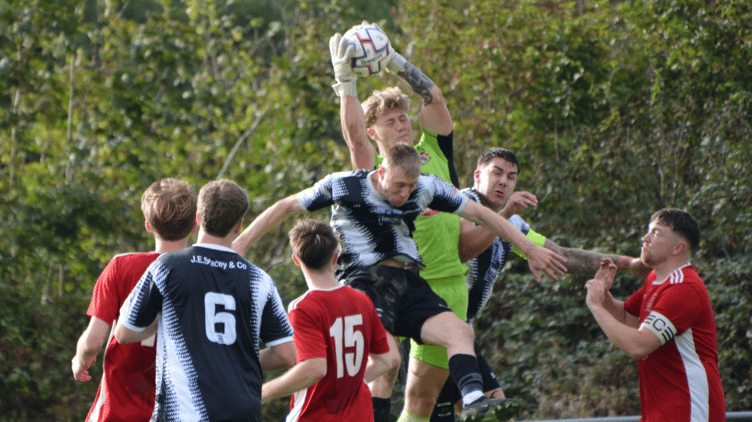 Callington goalkeeper Jake Mead-Crebbin made some good saves to keep his side in the game.