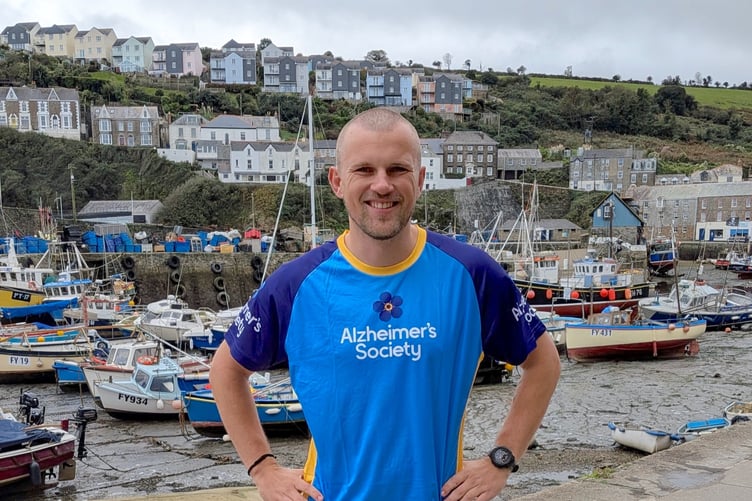Ollie Choules in Mevagissey at the start of his mammoth running challenge.