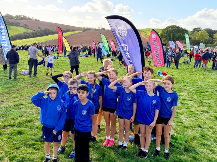 Youngsters from Brunel Primary School line up ahead of race day at this year's East Cornwall Harriers Schools Cross Country Series at Great Trethew
