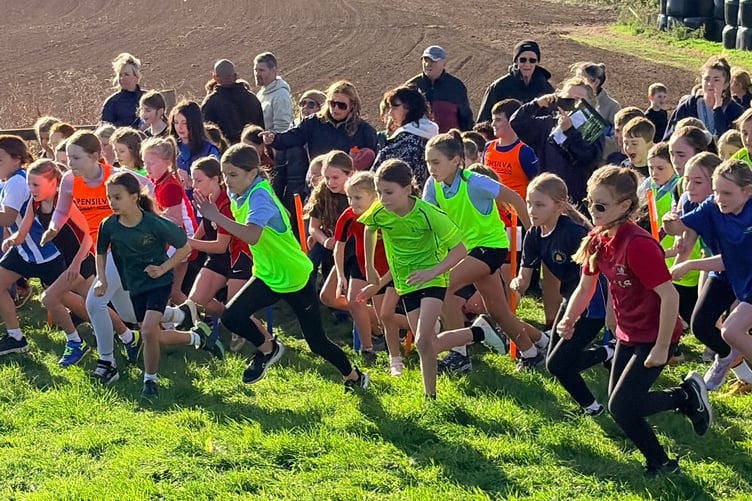 Off to a flying start, these youngsters show their speed at the opening East Cornwall Schools Cross Country Series race at Great Trethew