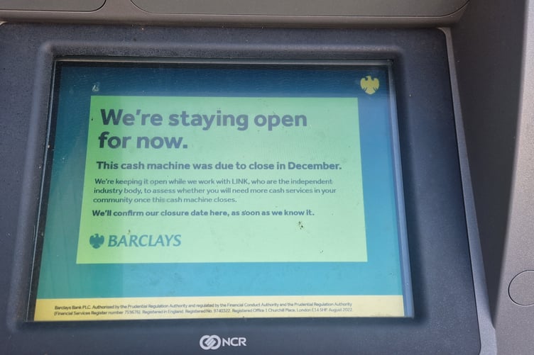 The message which currently adorns the ATM in St Agnes (Submitted photo)