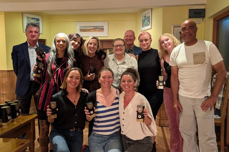 Newquay's successful ladies team along with club officials.
Standing from left: Mike Jelbert (president), Trudy Kake, Jenny Owen, Karina Barnes, Rebecca Bullock, Graeme Booth (chairman), Jenny Tredwell, Madelin Schumann and Mike Anatol.
Kneeling from left: Katie Hooper, Heather Scarlett and Holly Rai.