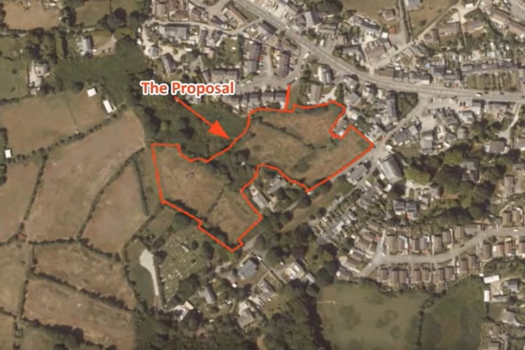 A map showing where the housing development will be built in relation to the rest of Lanner