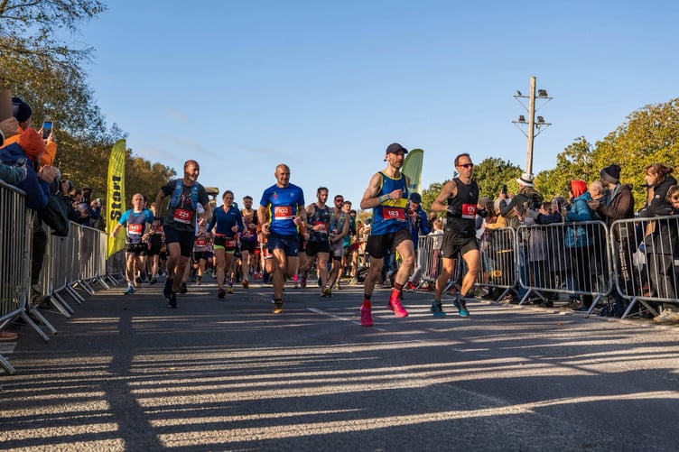 The start of the marathon which was yet again won by Truro Running Club's Steve Reynolds (183).