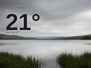 Truro: overcast day, high of 21°C